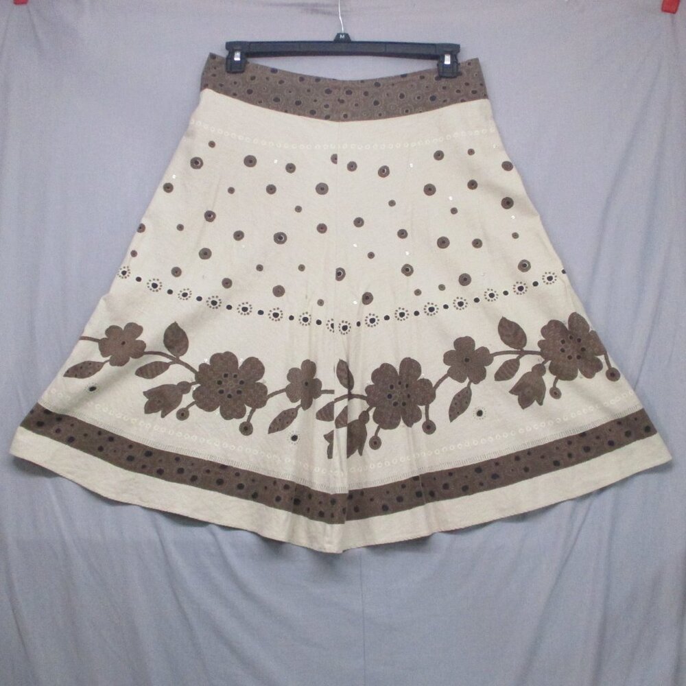 Liz‎ Claiborne BOHO Sequence Knee Length Skirt Beige/Brown Women Size | 8